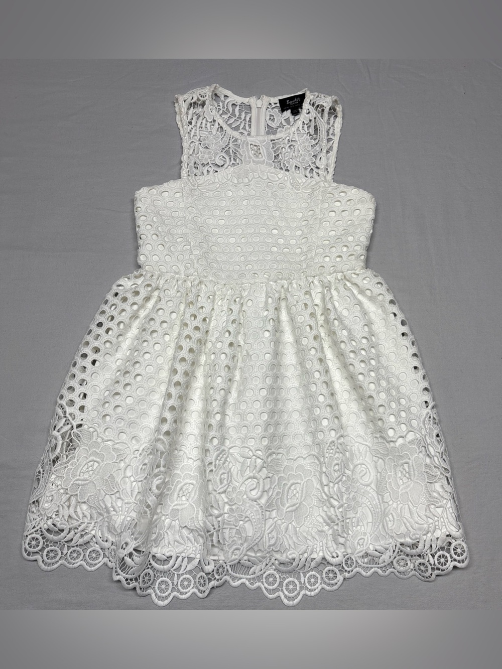 Bardot Ivory Eyelet & Lace Sleeveless Formal Dress for Girls